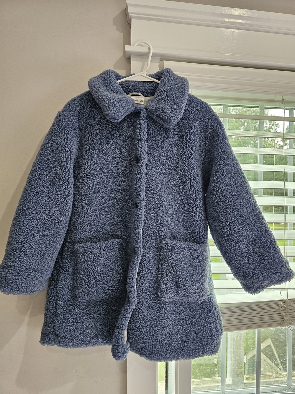 Mango Kids Plush Sherpa Jacket in Dusty Blue